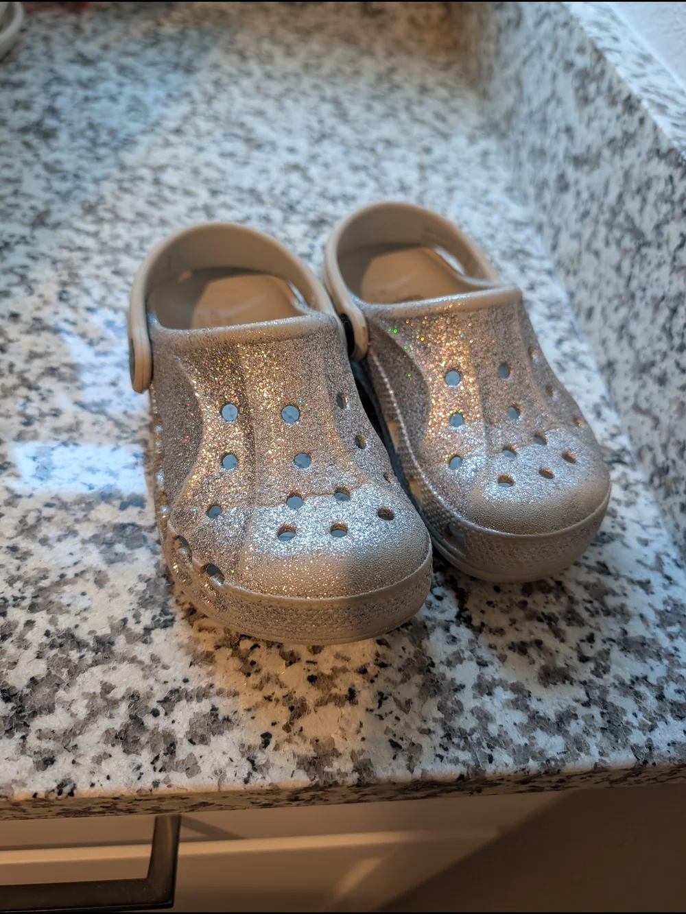 Crocs Kids Classic Glitter Clog - Silver